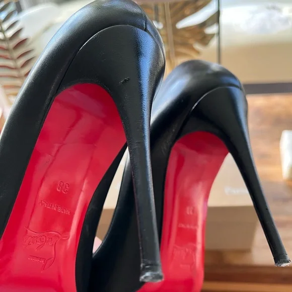 Christian Louboutin Black Pigalle Follies 100mm Leather Pumps - size 38 - Picture 5 of 10